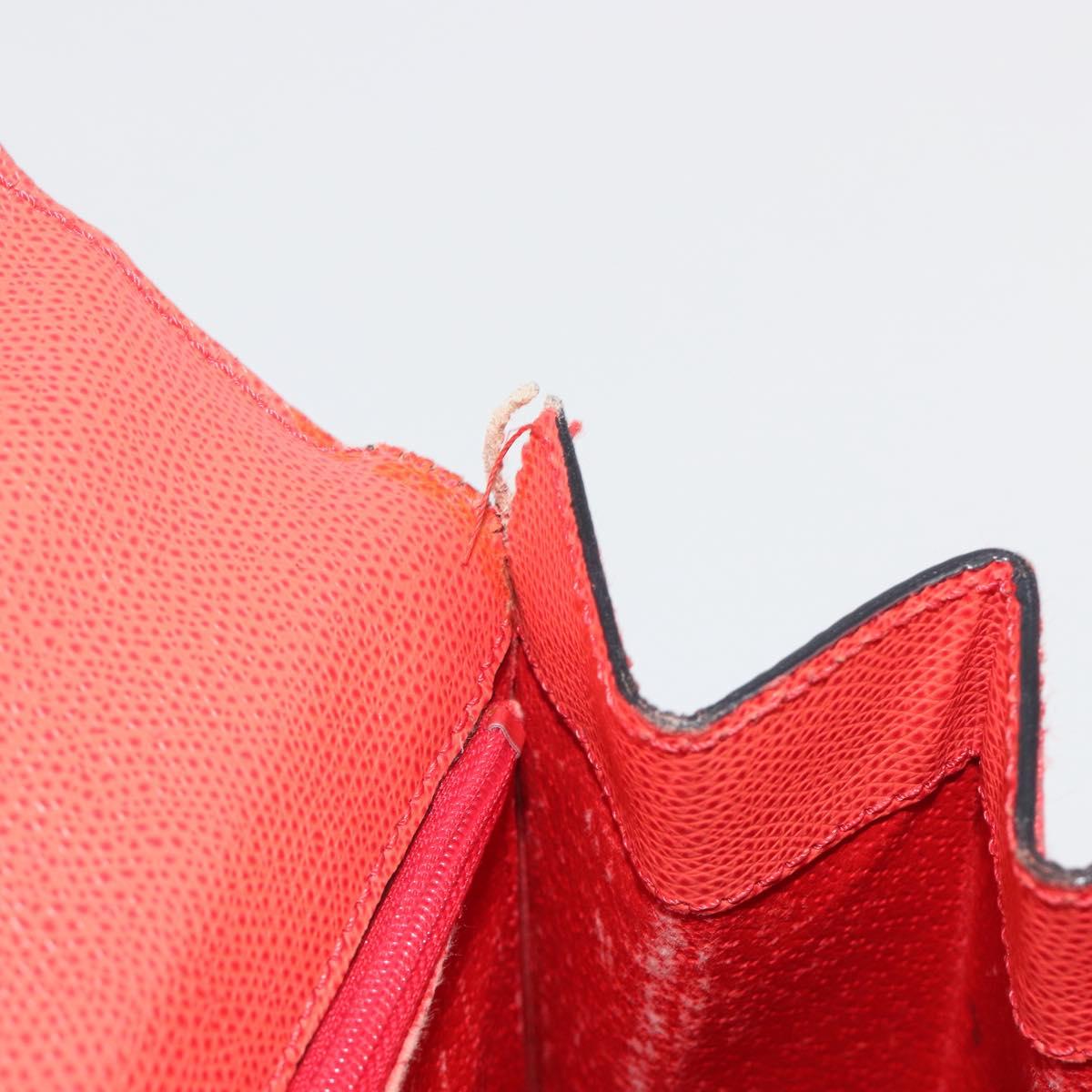 CELINE Hand Bag Leather 2way Red Gold Auth 192995