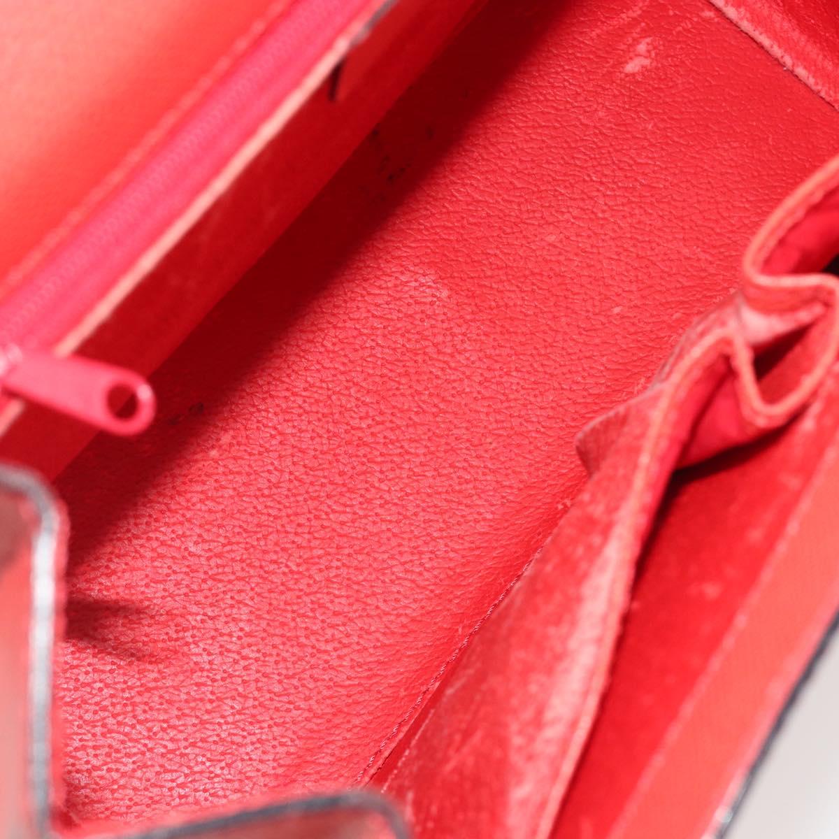 CELINE Hand Bag Leather 2way Red Gold Auth 192995
