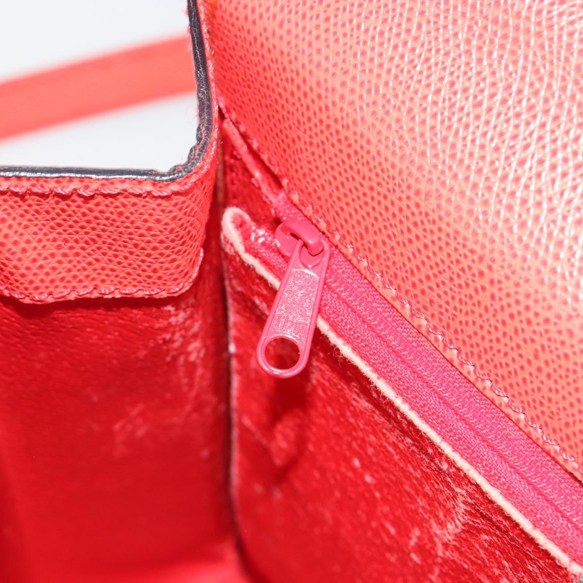 CELINE Hand Bag Leather 2way Red Gold Auth 192995