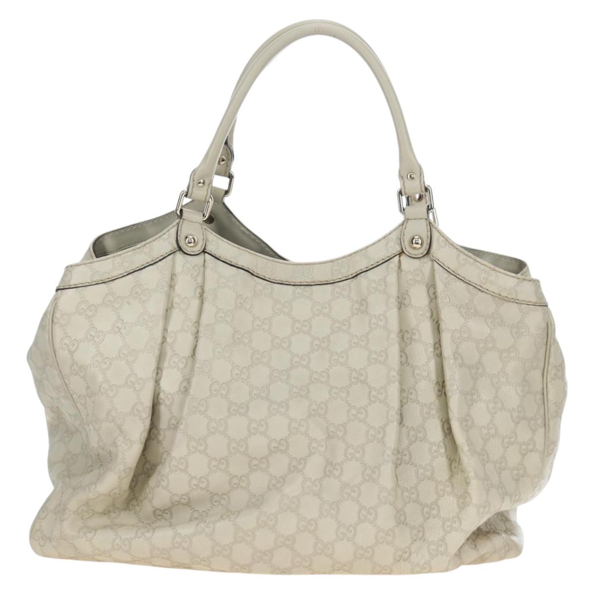 GUCCI GG Canvas Guccissima Sukey Hand Bag Leather Beige Gold 211943 Auth 192998V