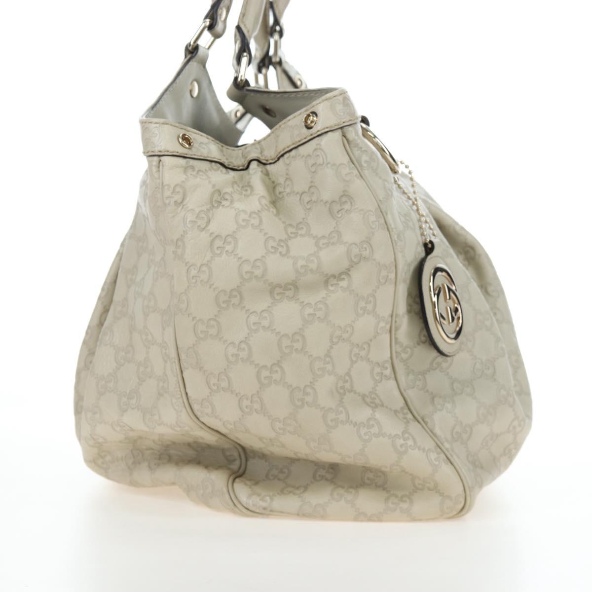 GUCCI GG Canvas Guccissima Sukey Hand Bag Leather Beige Gold 211943 Auth 192998V