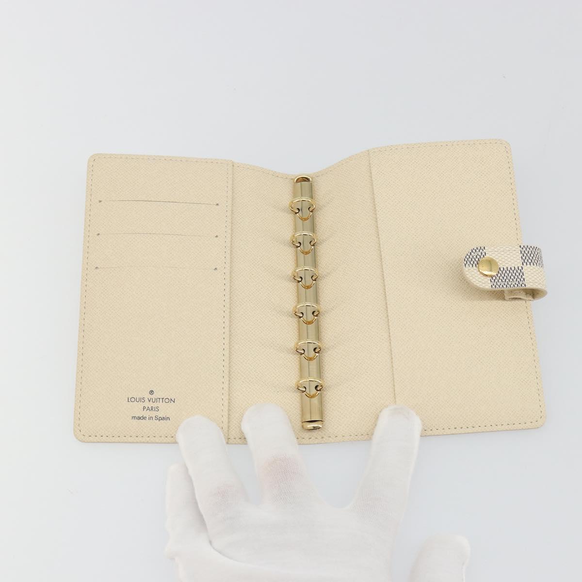 LOUIS VUITTON Damier Azur Agenda PM Day Planner Cover R20706 LV Auth 193001V