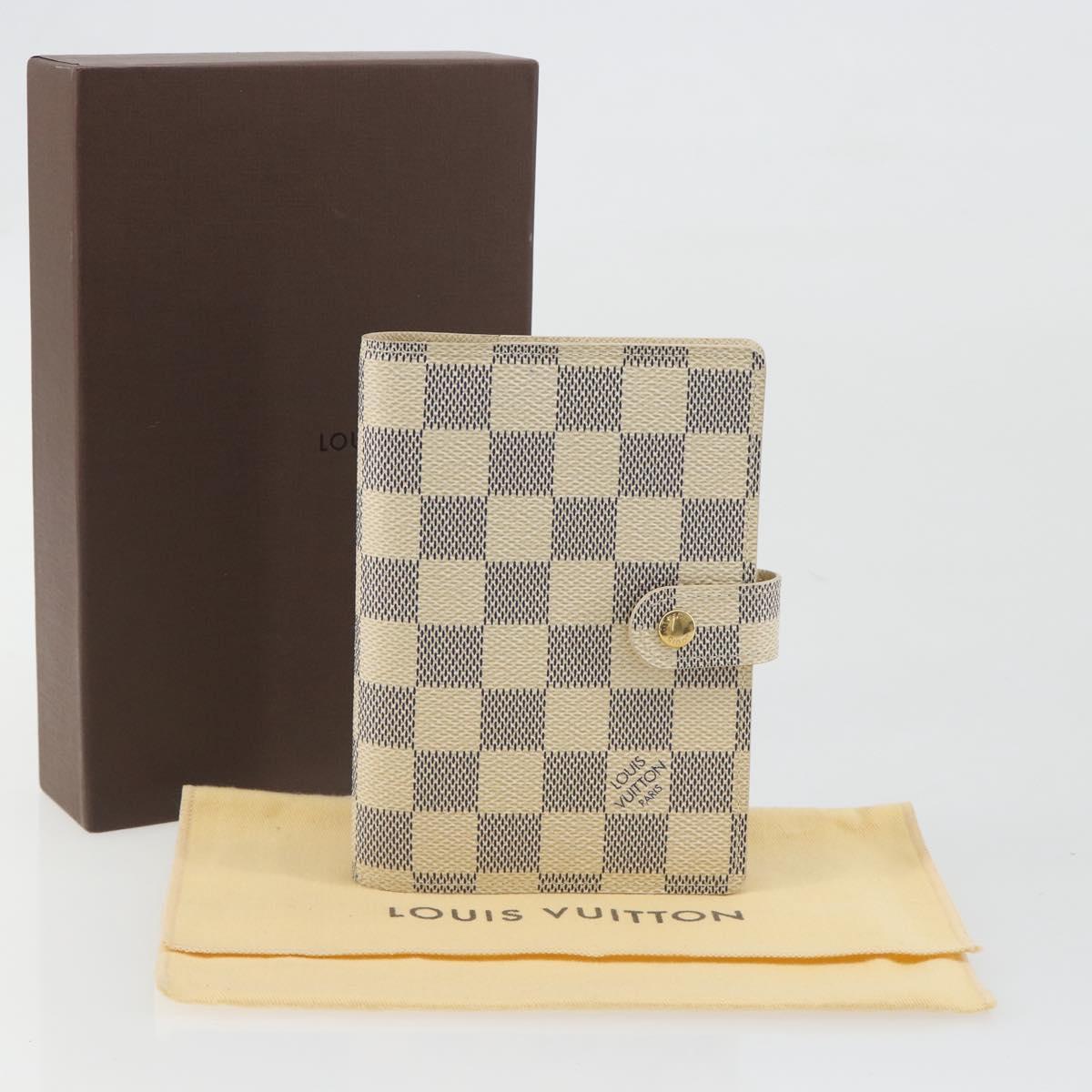 LOUIS VUITTON Damier Azur Agenda PM Day Planner Cover R20706 LV Auth 193001V