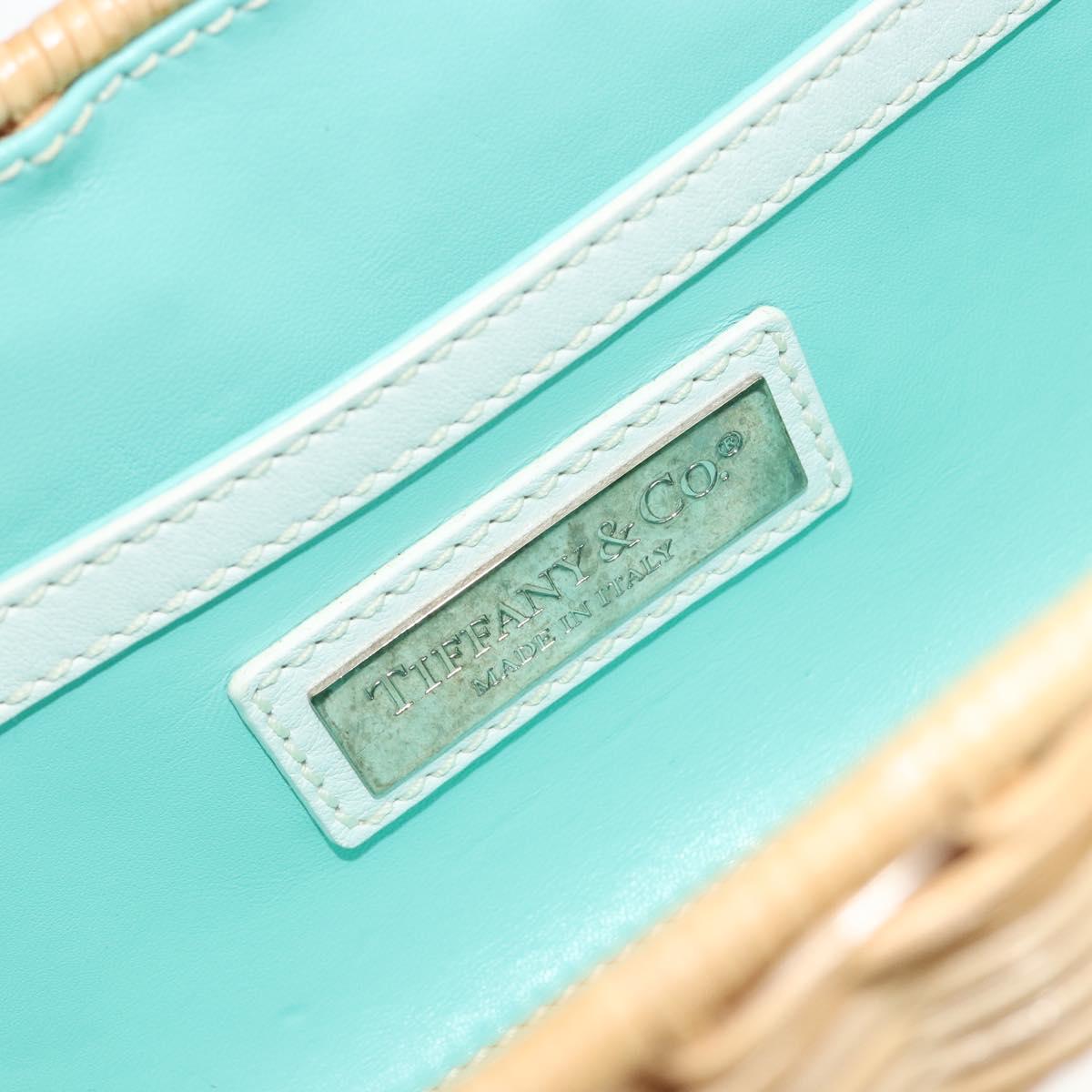 TIFFANY&Co. Chain Shoulder Bag Rattan Beige Silver Auth 193002V