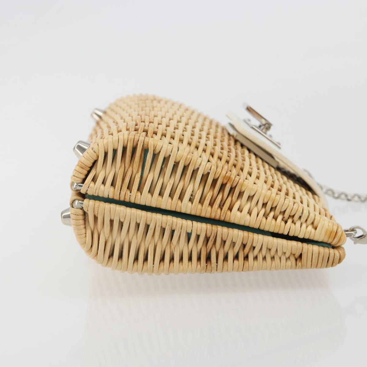 TIFFANY&Co. Chain Shoulder Bag Rattan Beige Silver Auth 193002V