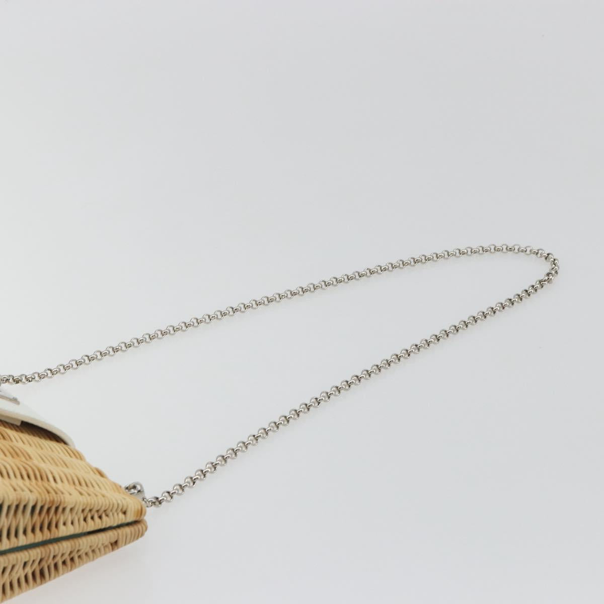 TIFFANY&Co. Chain Shoulder Bag Rattan Beige Silver Auth 193002V