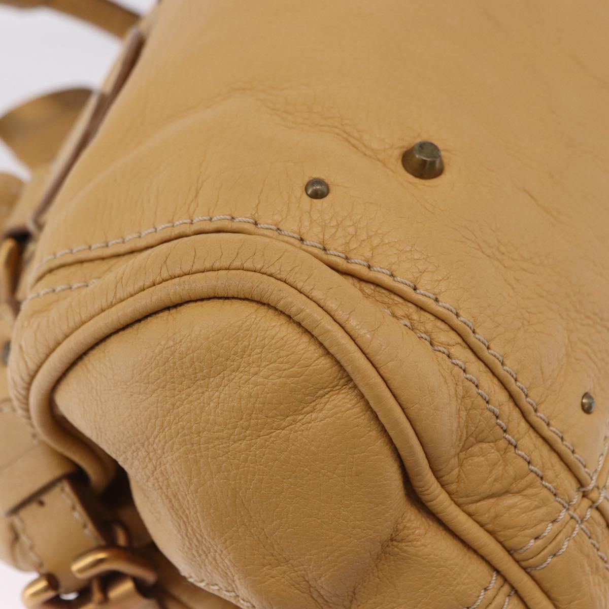 Chloe Paddington Hand Bag Leather Beige Gold Silver Auth 193003V