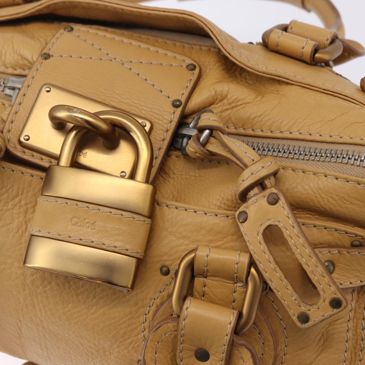 Chloe Paddington Hand Bag Leather Beige Gold Silver Auth 193003V