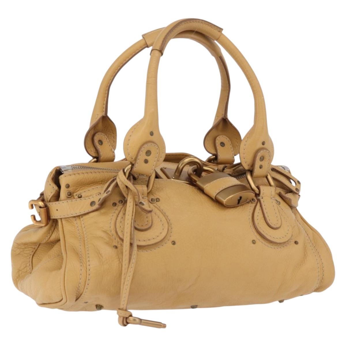 Chloe Paddington Hand Bag Leather Beige Gold Silver Auth 193003V