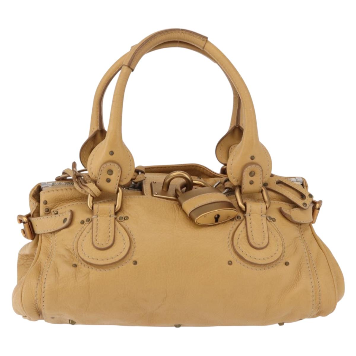 Chloe Paddington Hand Bag Leather Beige Gold Silver Auth 193003V