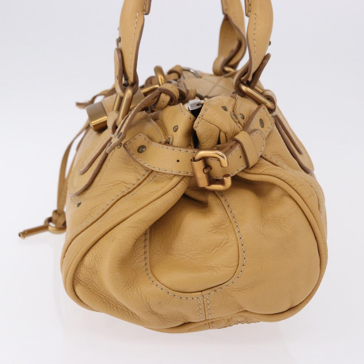 Chloe Paddington Hand Bag Leather Beige Gold Silver Auth 193003V