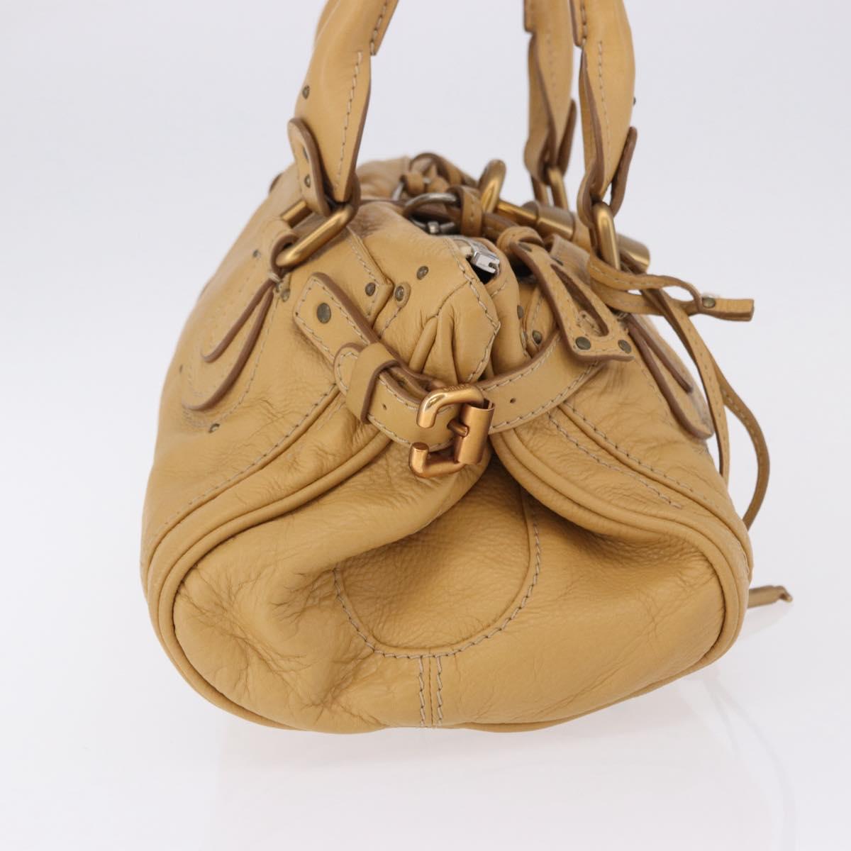Chloe Paddington Hand Bag Leather Beige Gold Silver Auth 193003V