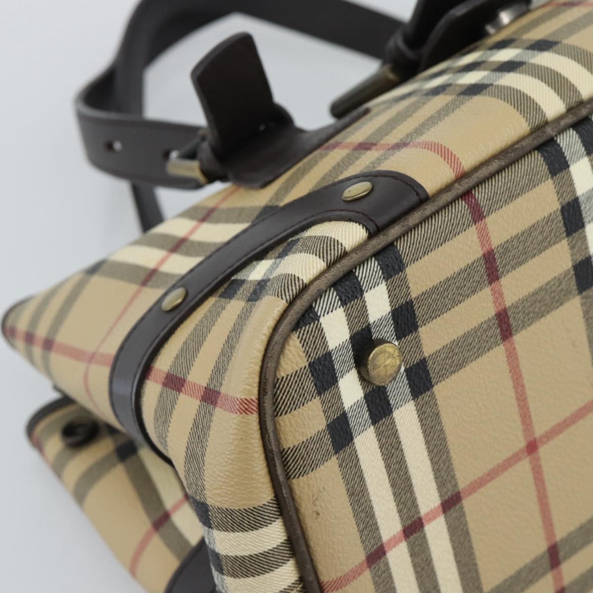 BURBERRY Nova Check Hand Bag PVC Beige Auth 193004A