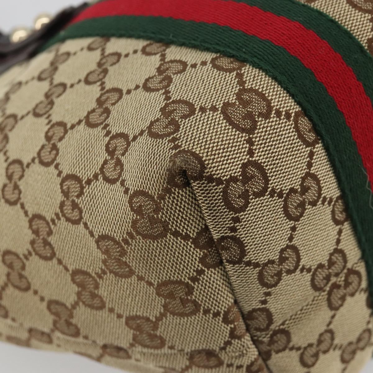 GUCCI GG Canvas Web Sherry Line Tote Bag Beige Gold 137396 Auth 193010