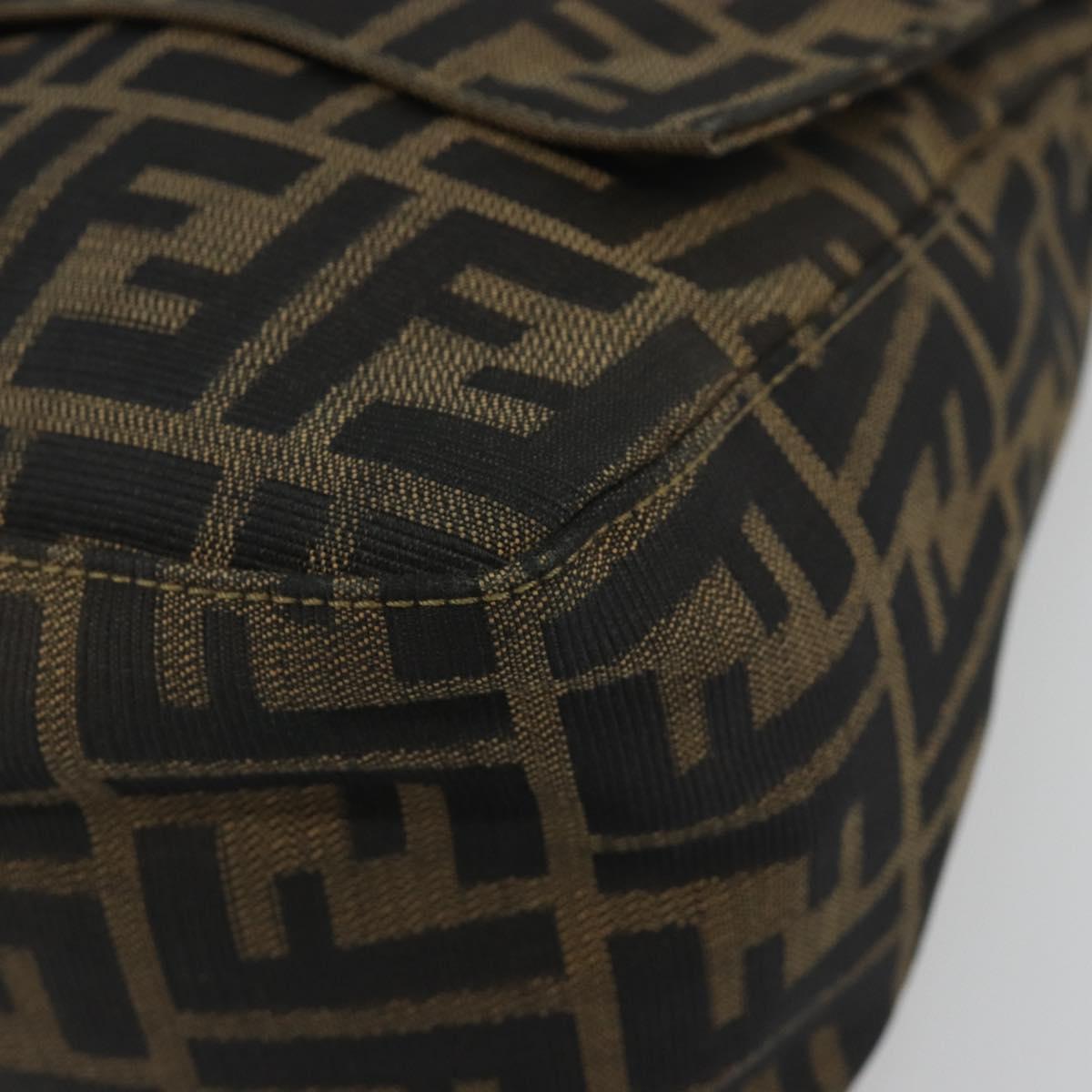 FENDI Zucca Canvas Mamma Baguette Shoulder Bag Brown Black Auth 193012V