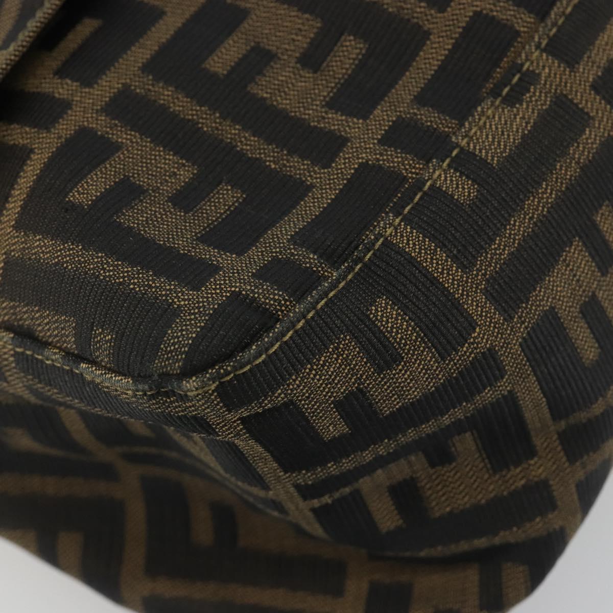 FENDI Zucca Canvas Mamma Baguette Shoulder Bag Brown Black Auth 193012V
