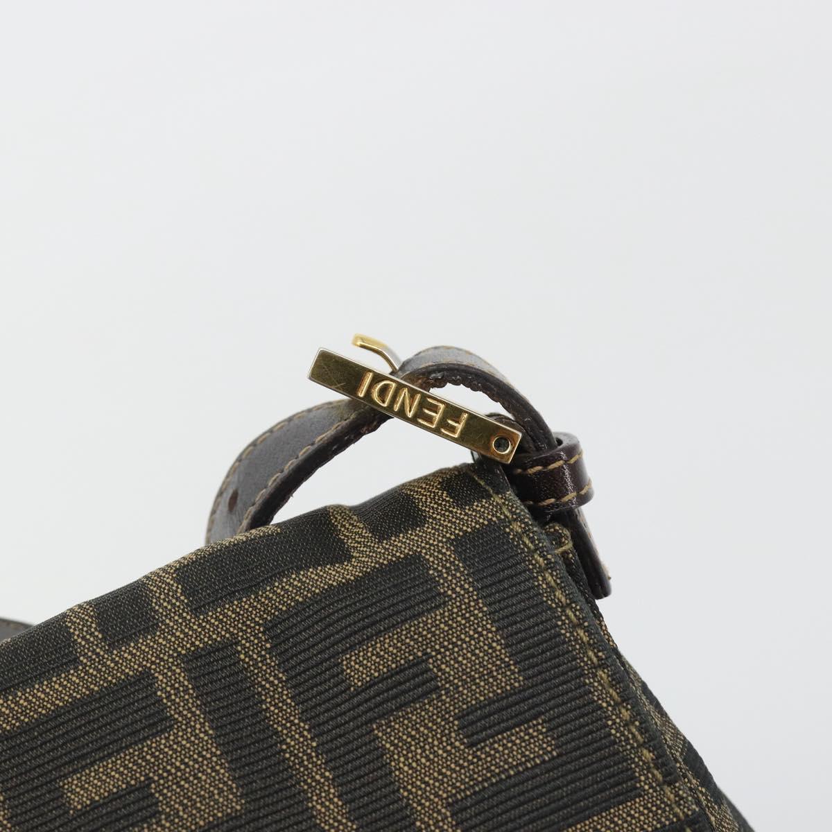 FENDI Zucca Canvas Mamma Baguette Shoulder Bag Brown Black Auth 193012V