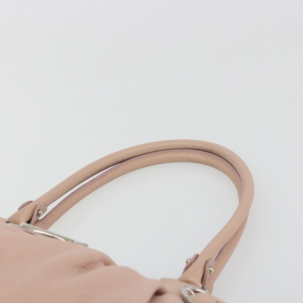 Salvatore Ferragamo Gancini Hand Bag Leather Pink Silver Auth 193013A