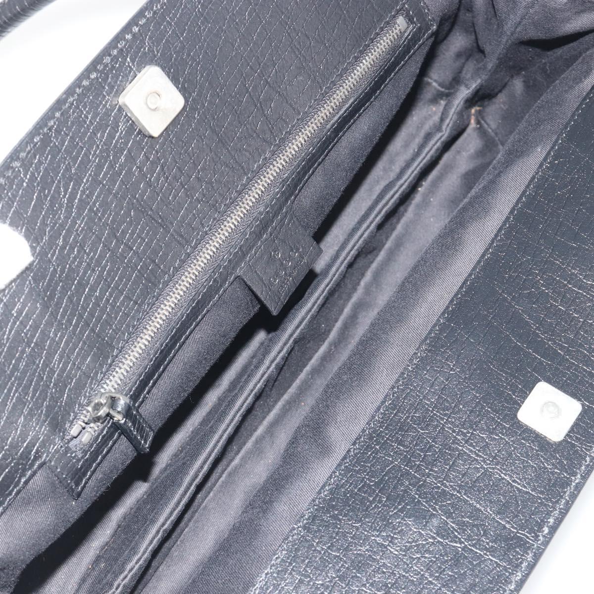 GUCCI Horsebit GG Canvas Hand Bag Black Silver 114913 Auth 193014V