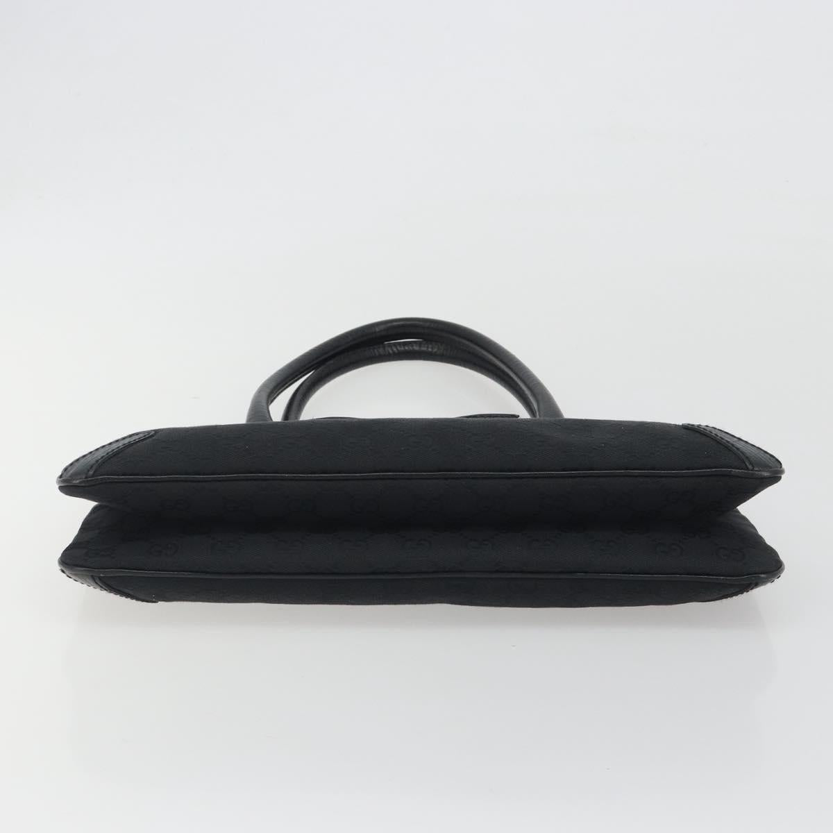 GUCCI Horsebit GG Canvas Hand Bag Black Silver 114913 Auth 193014V