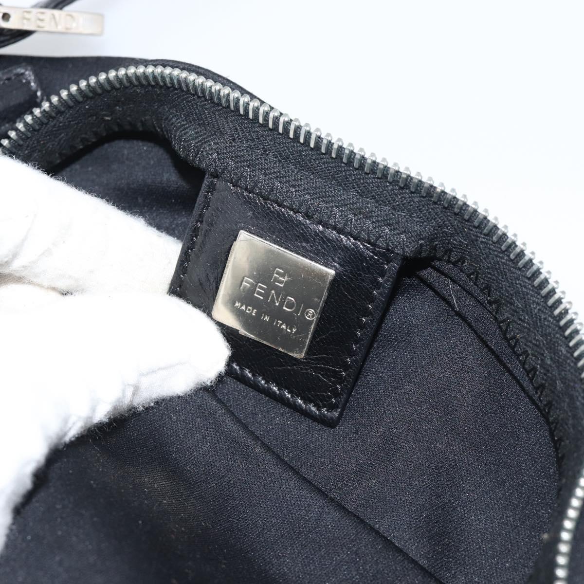 FENDI Mamma Baguette Shoulder Bag Cotton Jersey Black Silver Auth 193016