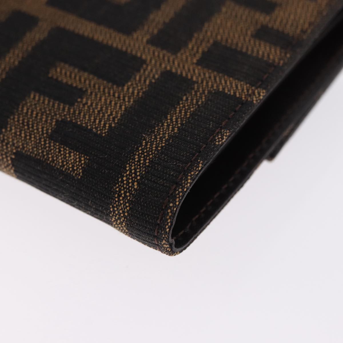 FENDI Zucca Canvas Mamma Baguette Wallet Black Brown Auth 193019V
