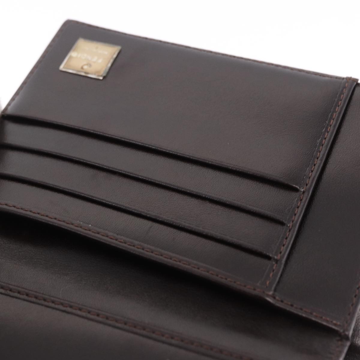 FENDI Zucca Canvas Mamma Baguette Wallet Black Brown Auth 193019V