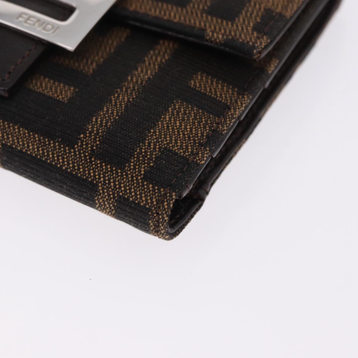 FENDI Zucca Canvas Mamma Baguette Wallet Black Brown Auth 193019V