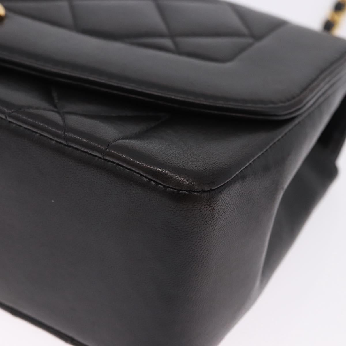 CHANEL Chain Matelasse Shoulder Bag Lamb Skin Black Gold CC Auth 193021SAM