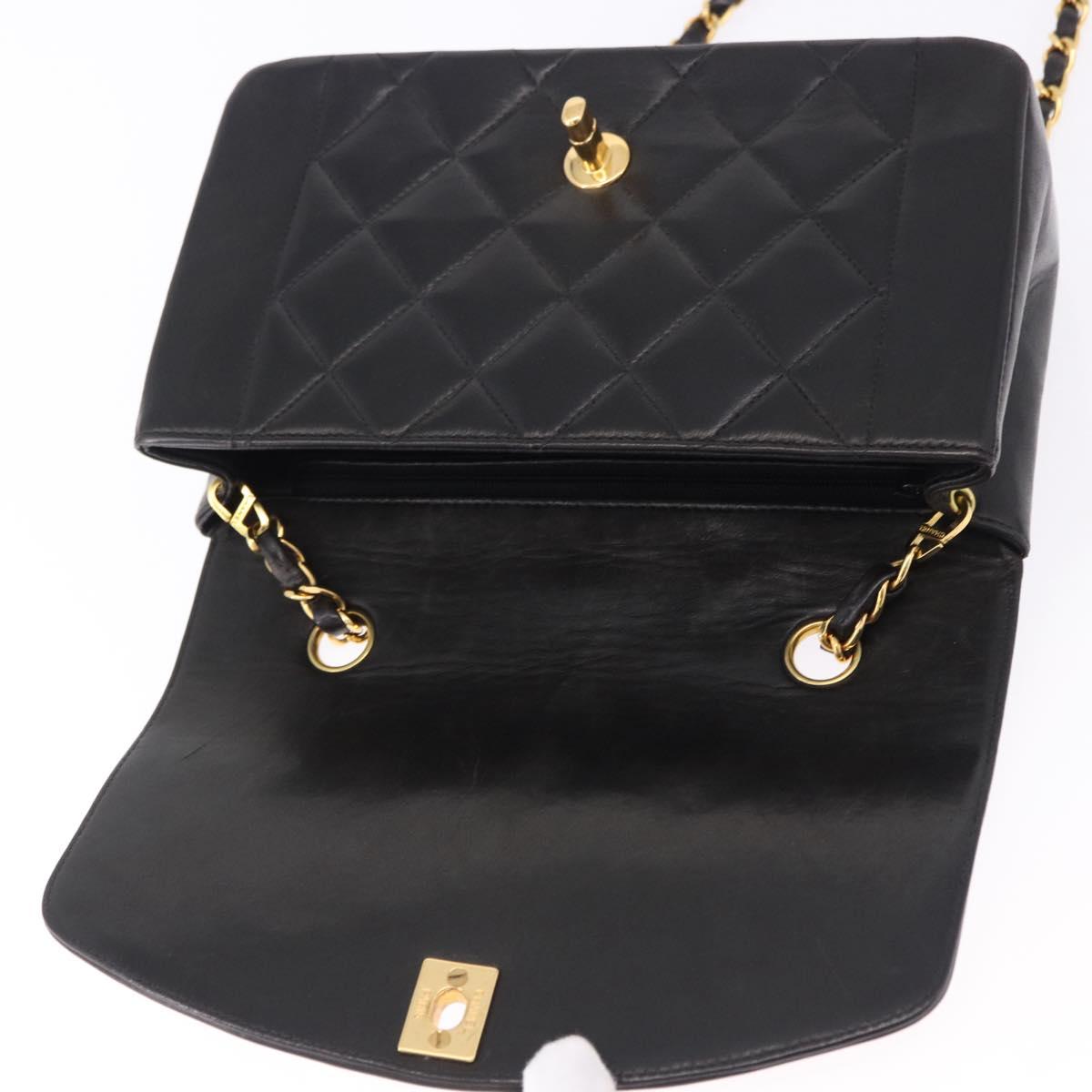 CHANEL Chain Matelasse Shoulder Bag Lamb Skin Black Gold CC Auth 193021SAM
