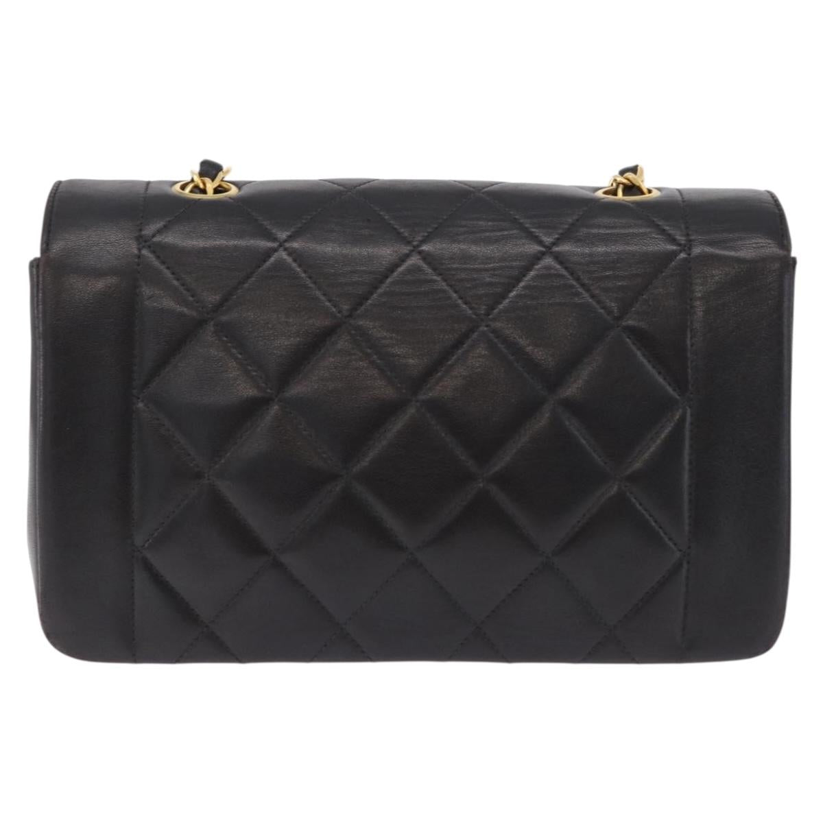 CHANEL Chain Matelasse Shoulder Bag Lamb Skin Black Gold CC Auth 193021SAM