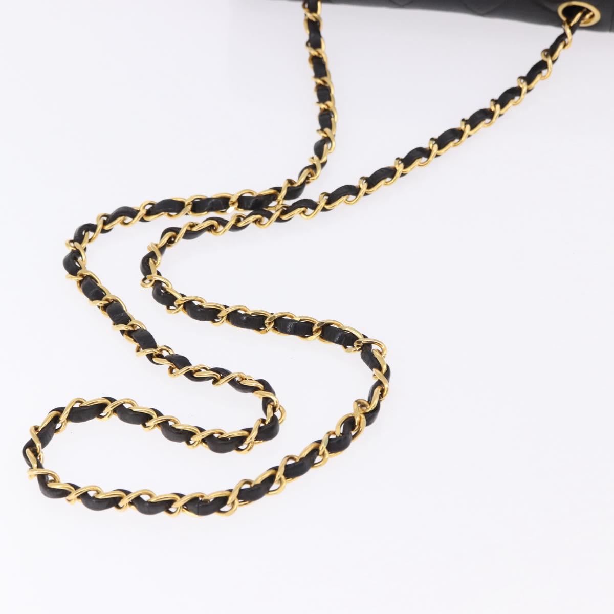 CHANEL Chain Matelasse Shoulder Bag Lamb Skin Black Gold CC Auth 193021SAM