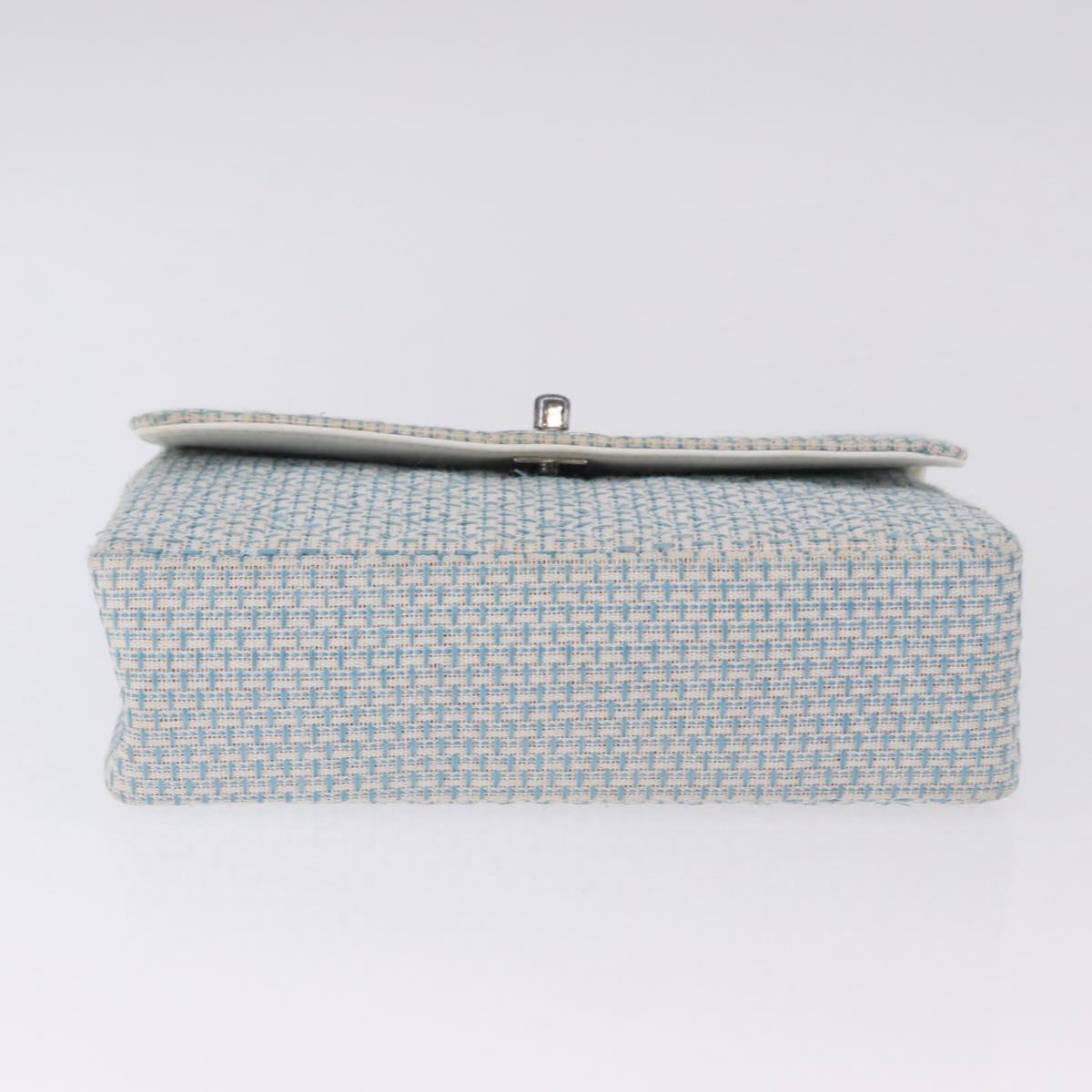 CHANEL Matelasse Chain Shoulder Bag Canvas Light Blue Silver CC Auth 193022SAM