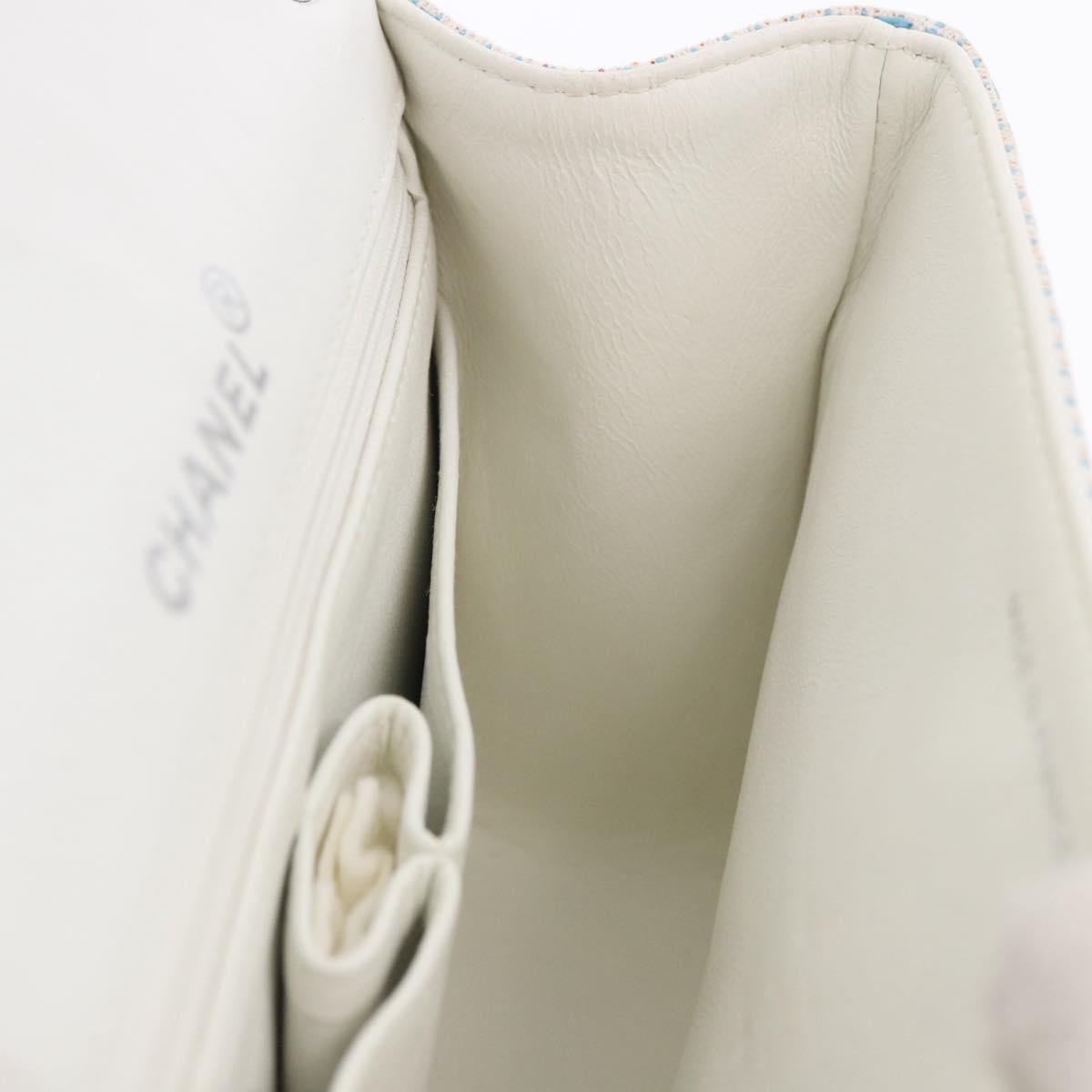 CHANEL Matelasse Chain Shoulder Bag Canvas Light Blue Silver CC Auth 193022SAM