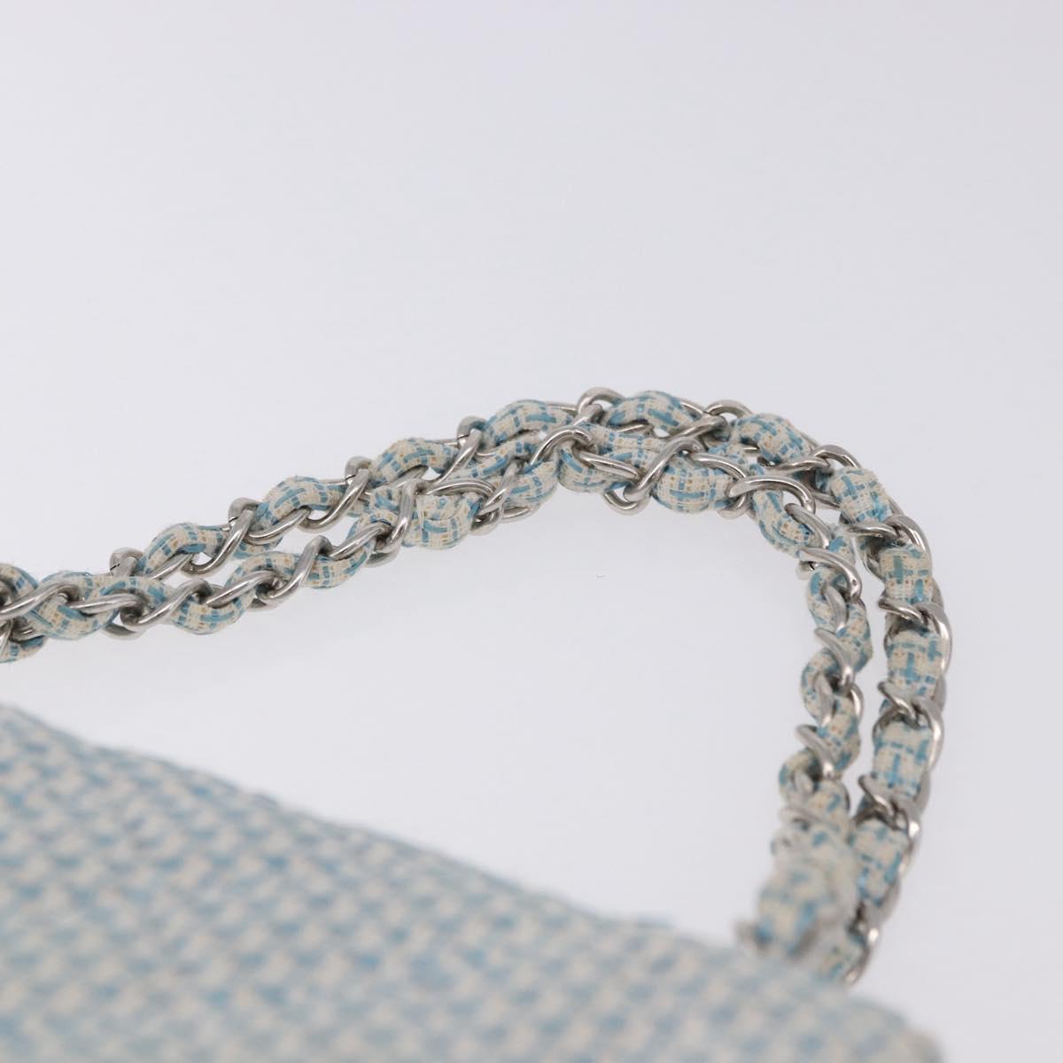 CHANEL Matelasse Chain Shoulder Bag Canvas Light Blue Silver CC Auth 193022SAM