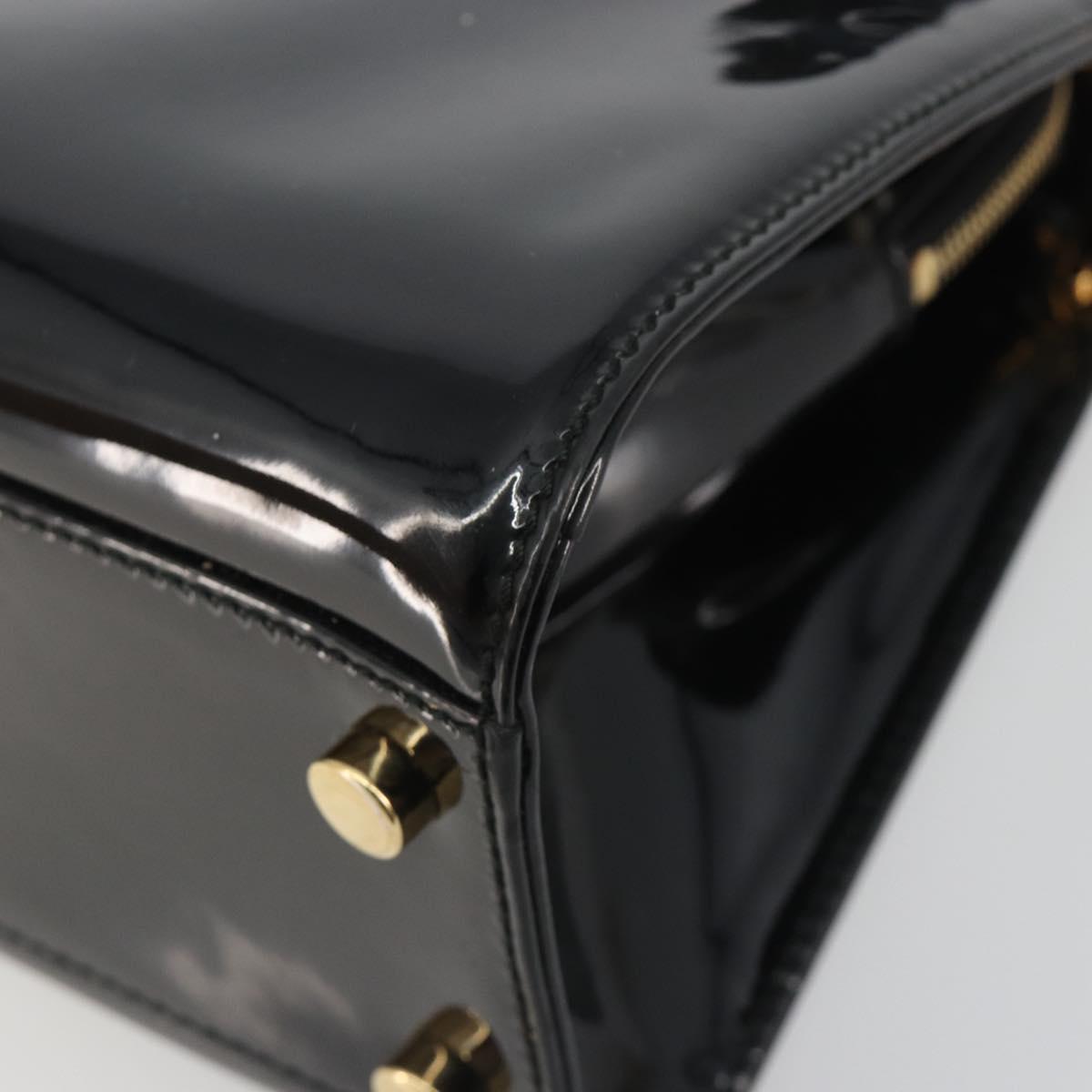 SAINT LAURENT Hand Bag Patent Leather Black Gold Auth 193027A