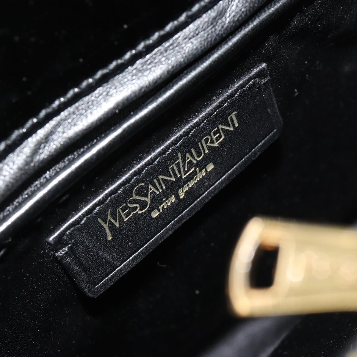 SAINT LAURENT Hand Bag Patent Leather Black Gold Auth 193027A