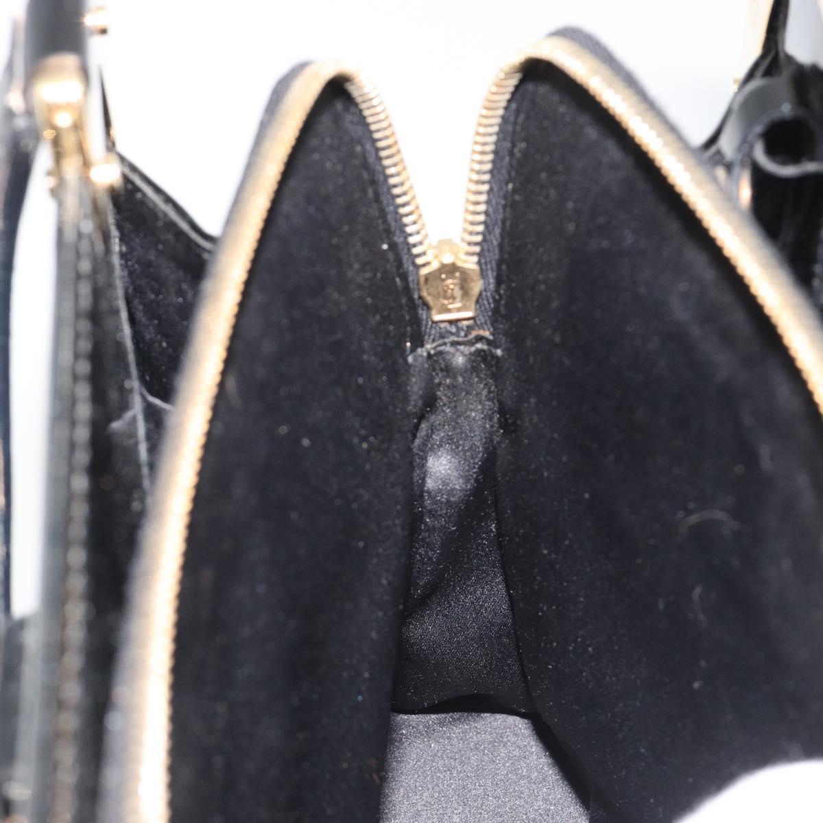 SAINT LAURENT Hand Bag Patent Leather Black Gold Auth 193027A