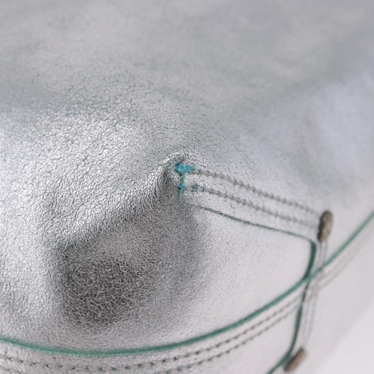 TIFFANY&Co. Hand Bag Leather Silver Auth 193028A