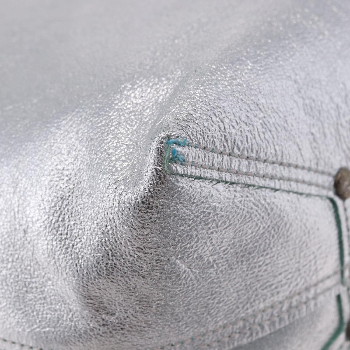 TIFFANY&Co. Hand Bag Leather Silver Auth 193028A