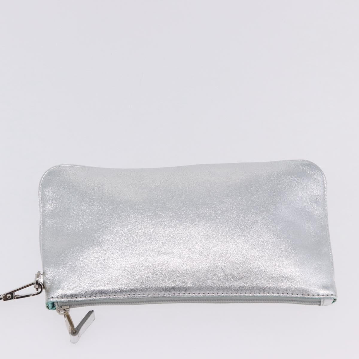 TIFFANY&Co. Hand Bag Leather Silver Auth 193028A