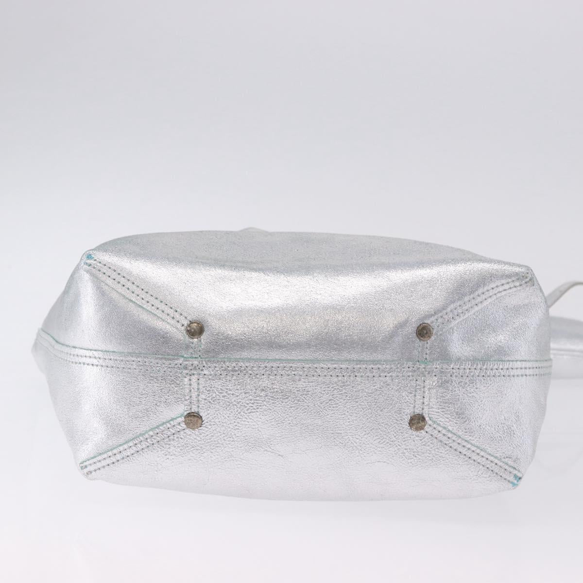 TIFFANY&Co. Hand Bag Leather Silver Auth 193028A