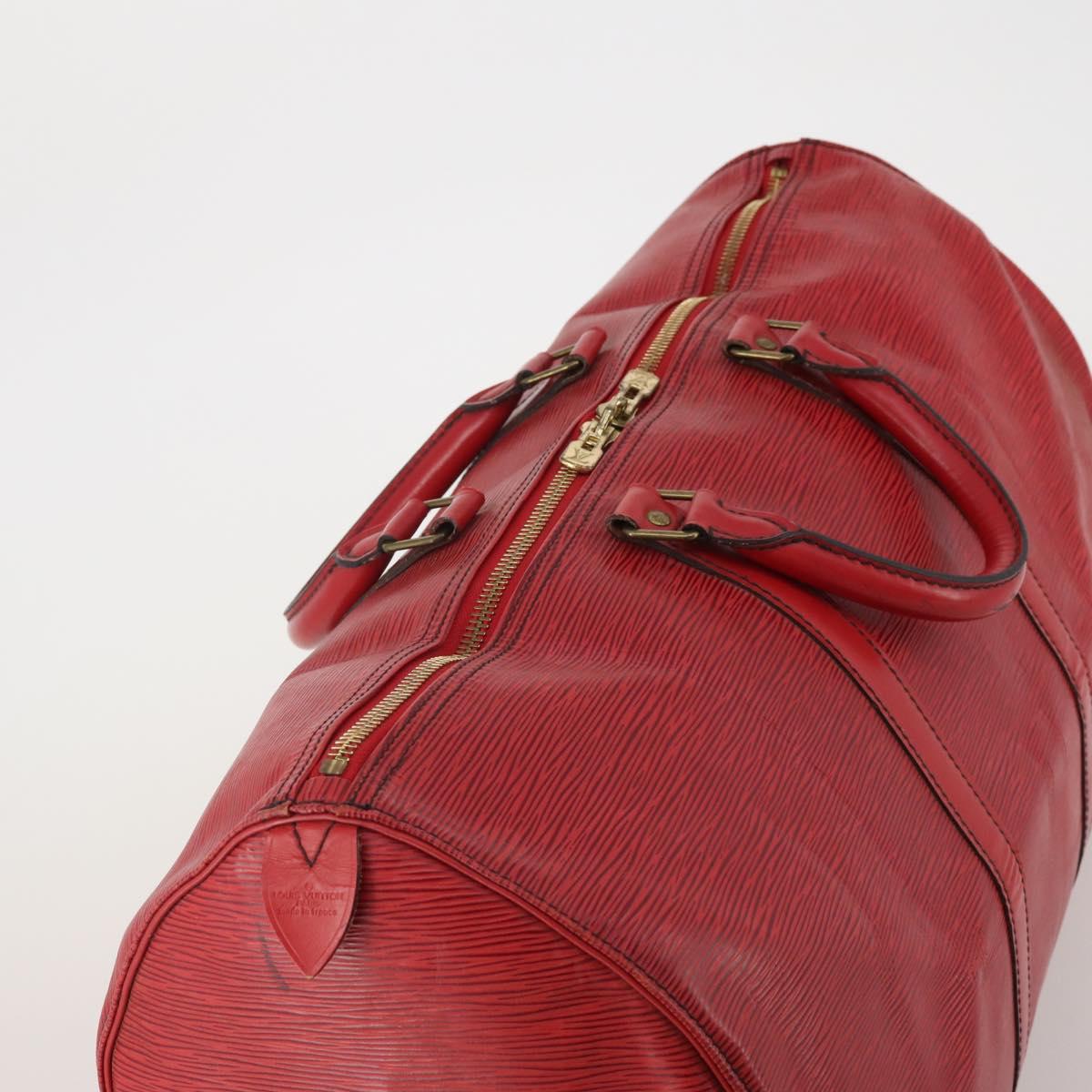 LOUIS VUITTON Epi Keepall 50 Boston Bag Red M42967 LV Auth 193031A