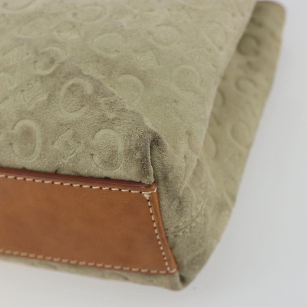 CELINE C Macadam Canvas Hand Bag Suede Gray Silver Auth 193033A