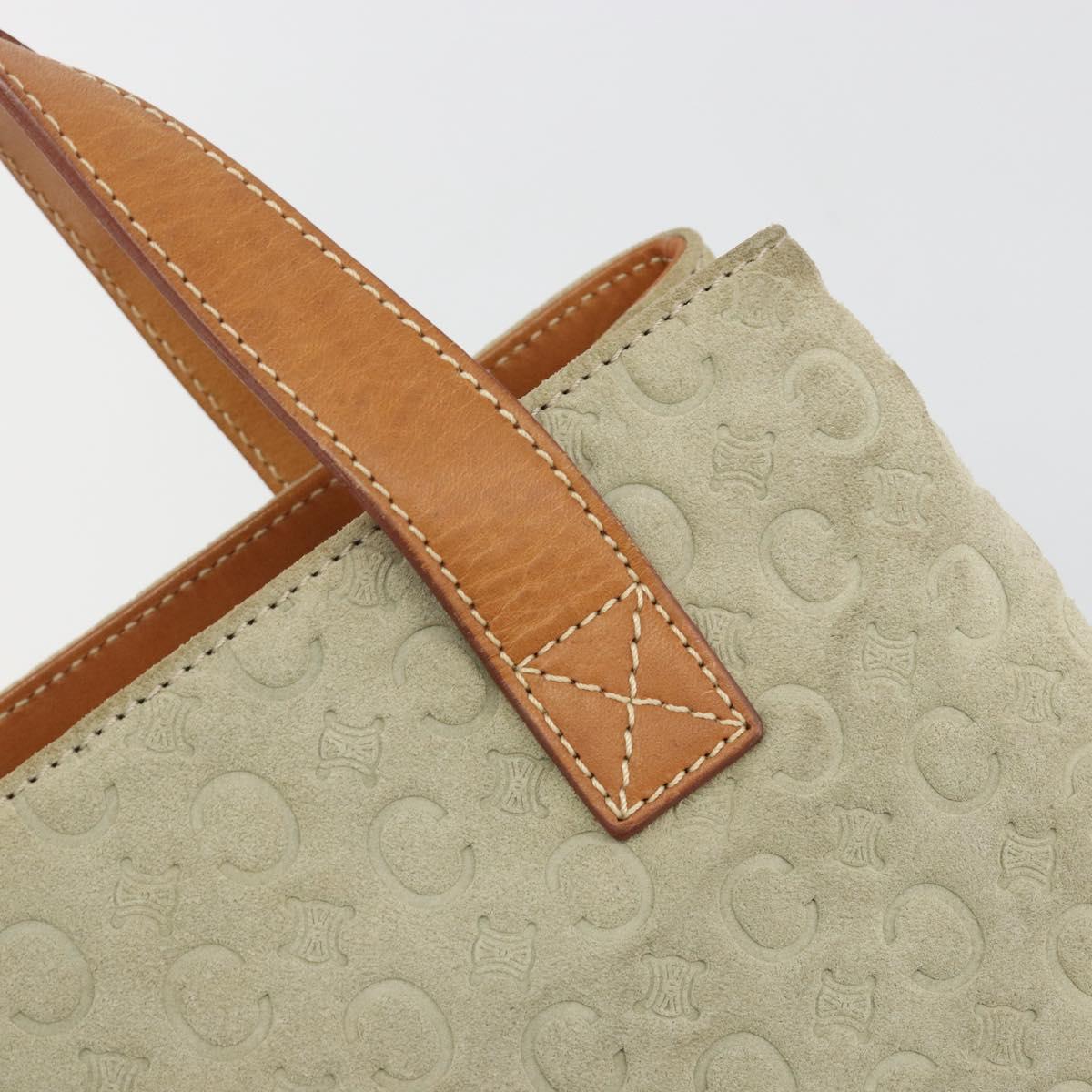 CELINE C Macadam Canvas Hand Bag Suede Gray Silver Auth 193033A
