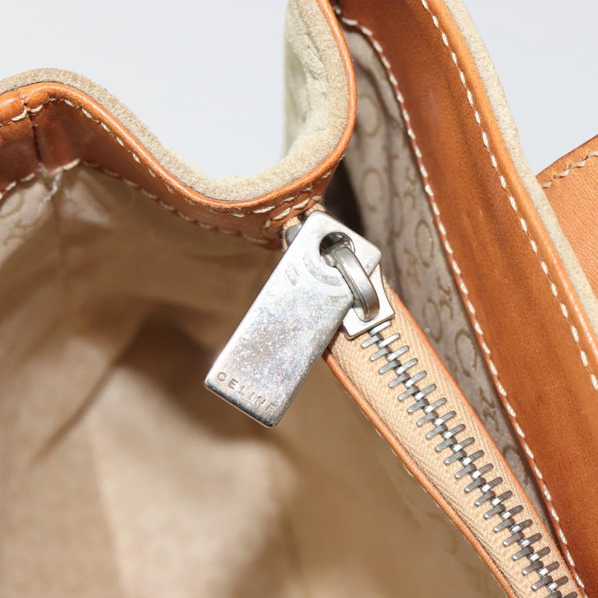 CELINE C Macadam Canvas Hand Bag Suede Gray Silver Auth 193033A