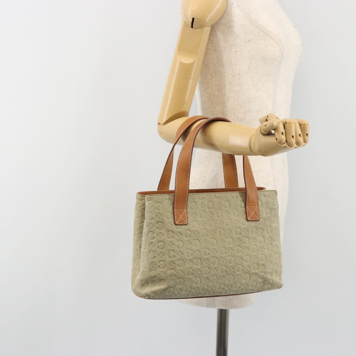 CELINE C Macadam Canvas Hand Bag Suede Gray Silver Auth 193033A