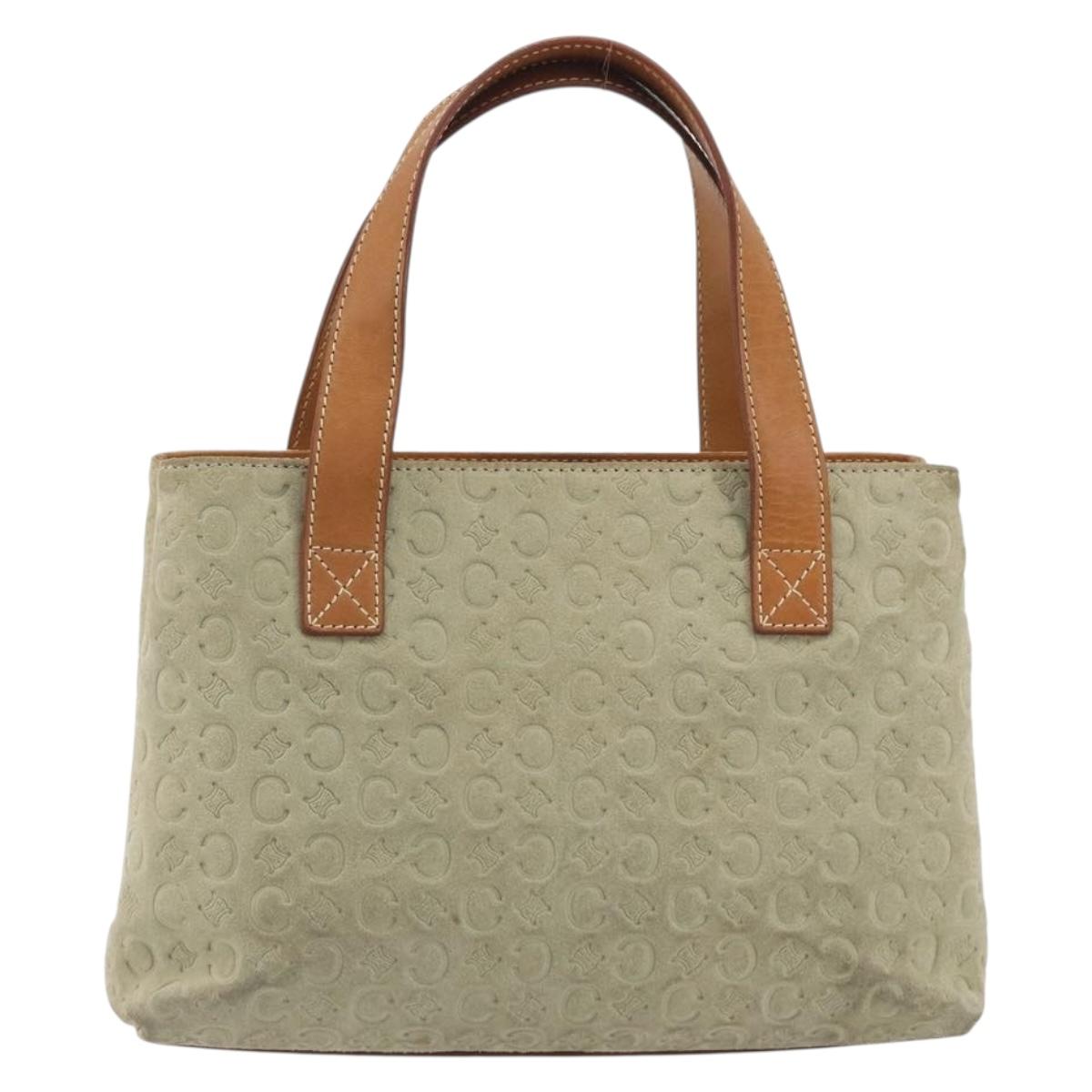 CELINE C Macadam Canvas Hand Bag Suede Gray Silver Auth 193033A