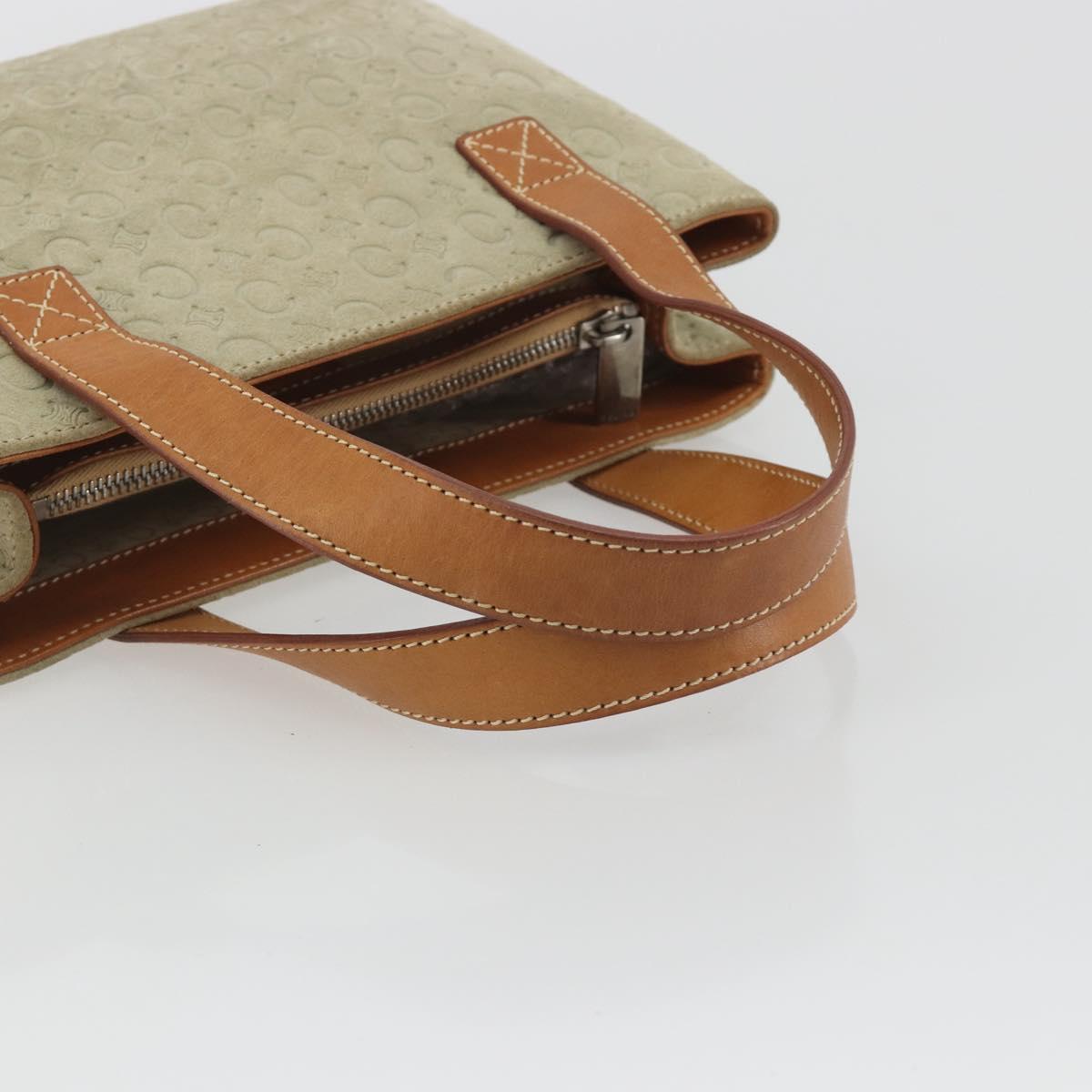CELINE C Macadam Canvas Hand Bag Suede Gray Silver Auth 193033A