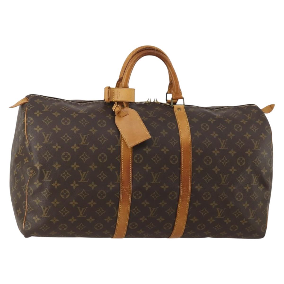 LOUIS VUITTON Monogram Keepall 55 Boston Bag M41424 LV Auth 193036